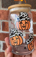 Pumpkin cowboy Glass tumbler