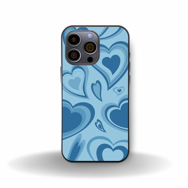 Blue aesthetic Hearts iPhone case