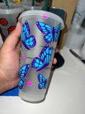 Blue butterfly cold cup