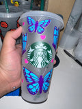 Blue butterfly cold cup