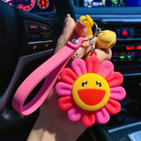 Pink flower keychain