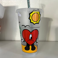 Red heart cold cup