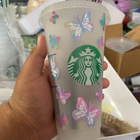 Colorful butterfly cold cup